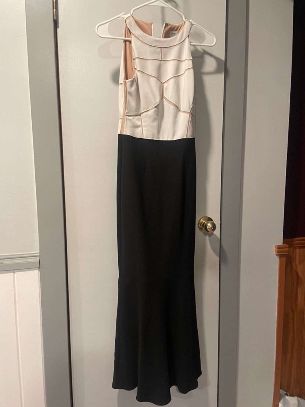 Cache Black and Cream Two-Tone Evening Gown size 0